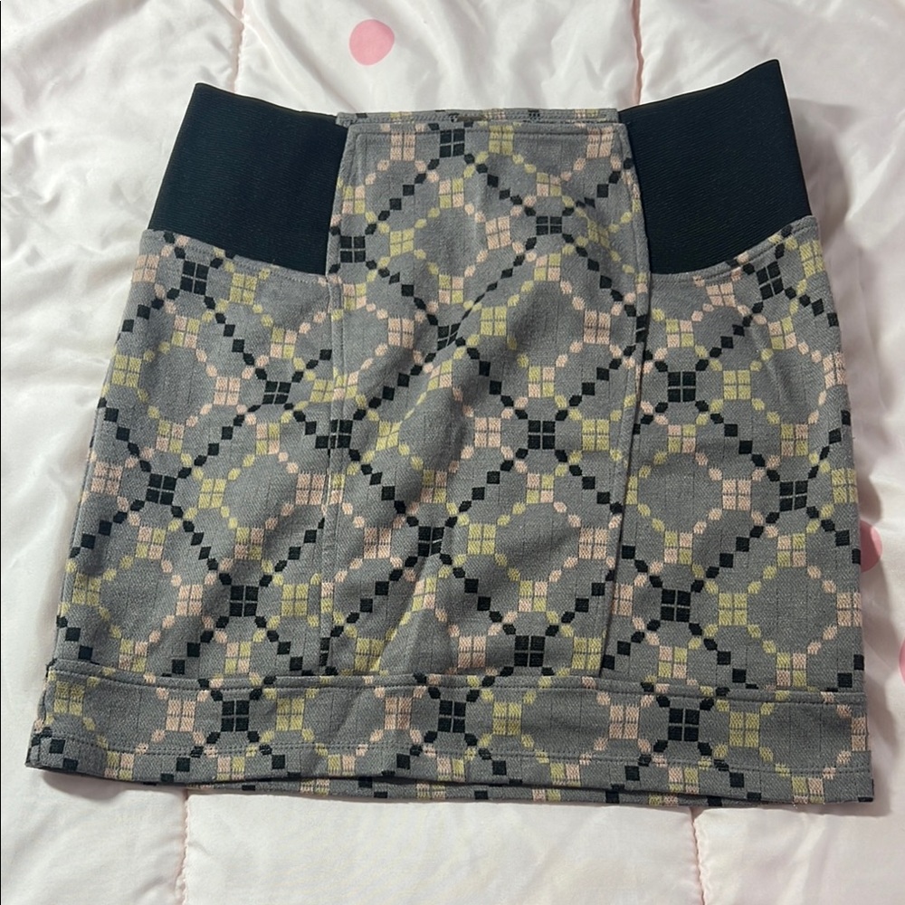 Free People Gray Tan Pink Mini Pencil Skirt for Casual Wear